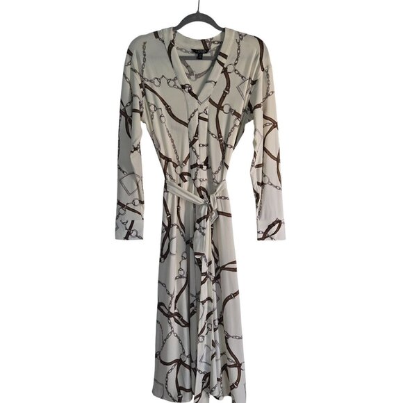 Lauren Ralph Lauren Black Label Fit & Flare Equestrian Print Midi Dress Size S - Picture 2 of 10